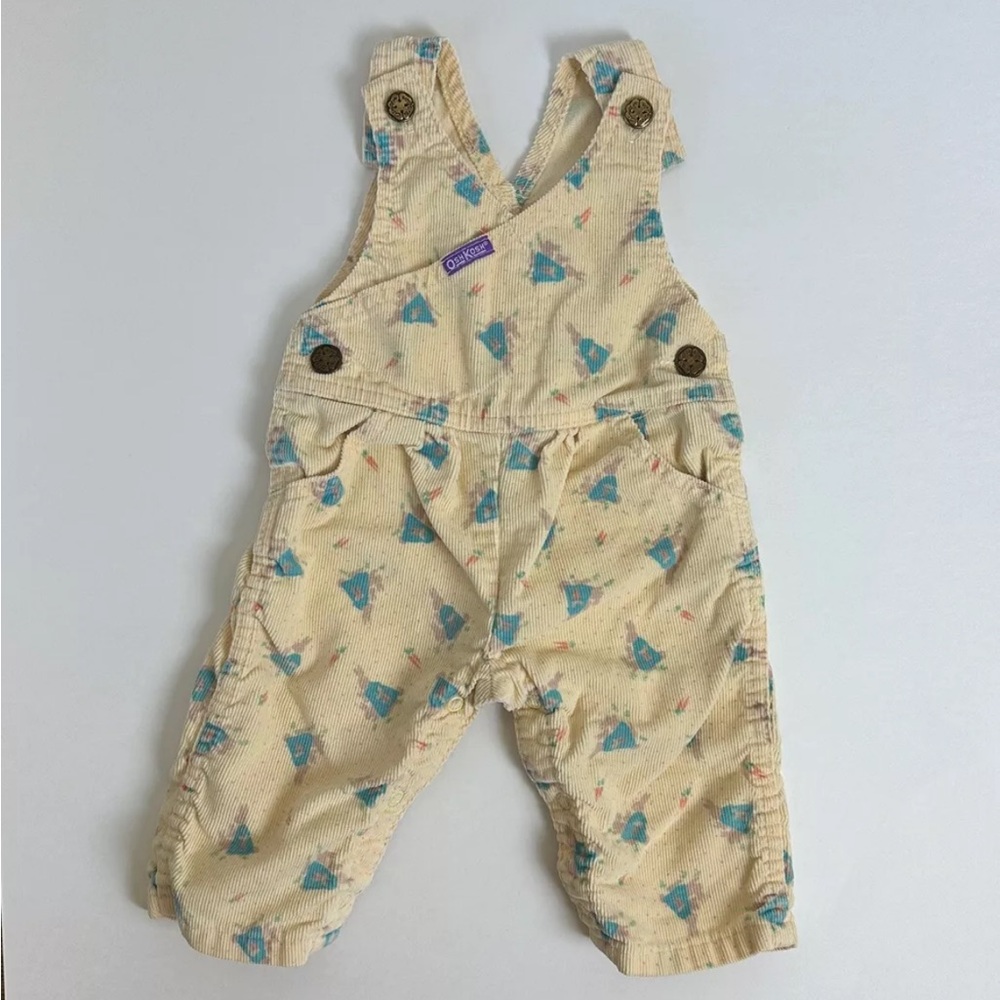 VTG Baby Oshkosh B'gosh 3-6 Month Yellow Bunny Rabbit Corduroy Overalls